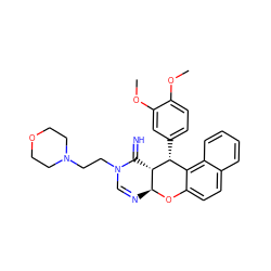 COc1ccc([C@@H]2c3c(ccc4ccccc34)O[C@H]3N=CN(CCN4CCOCC4)C(=N)[C@@H]32)cc1OC ZINC000098067409