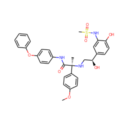 COc1ccc([C@](C)(NC[C@H](O)c2ccc(O)c(NS(C)(=O)=O)c2)C(=O)Nc2ccc(Oc3ccccc3)cc2)cc1 ZINC000027104438