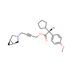 COc1ccc([C@](O)(C(=O)OCC#CCN2C[C@H]3C[C@H]3C2)C2CCCC2)cc1 ZINC000028473078