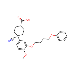 COc1ccc([C@]2(C#N)CC[C@@H](C(=O)O)CC2)cc1OCCCCOc1ccccc1 ZINC000299830600