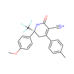 COc1ccc([C@]2(C(F)(F)F)CC(c3ccc(C)cc3)=C(C#N)C(=O)N2)cc1 ZINC001772634054