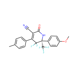 COc1ccc([C@]2(C(F)(F)F)NC(=O)C(C#N)=C(c3ccc(C)cc3)C2(F)F)cc1 ZINC001772646583