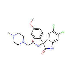 COc1ccc([C@]2(NC(=O)CN3CCN(C)CC3)C(=O)Nc3cc(Cl)c(Cl)cc32)cc1 ZINC000095557169