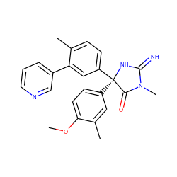 COc1ccc([C@]2(c3ccc(C)c(-c4cccnc4)c3)NC(=N)N(C)C2=O)cc1C ZINC000034629565