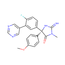 COc1ccc([C@]2(c3ccc(F)c(-c4cncnc4)c3)NC(=N)N(C)C2=O)cc1 ZINC000043103526