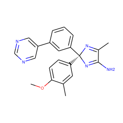 COc1ccc([C@]2(c3cccc(-c4cncnc4)c3)N=C(C)C(N)=N2)cc1C ZINC000095577664