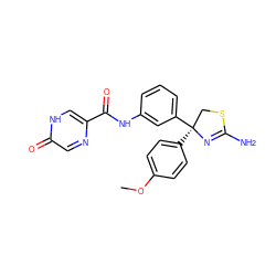 COc1ccc([C@]2(c3cccc(NC(=O)c4c[nH]c(=O)cn4)c3)CSC(N)=N2)cc1 ZINC000139568415