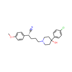 COc1ccc([C@H](C#N)CCCN2CCC(O)(c3ccc(Cl)cc3)CC2)cc1 ZINC000013802147