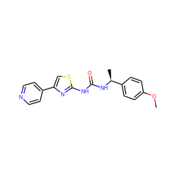 COc1ccc([C@H](C)NC(=O)Nc2nc(-c3ccncc3)cs2)cc1 ZINC000165917106