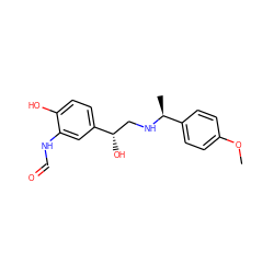 COc1ccc([C@H](C)NC[C@H](O)c2ccc(O)c(NC=O)c2)cc1 ZINC000036372507