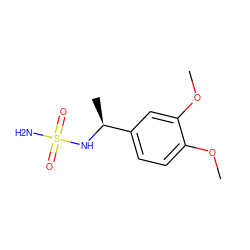 COc1ccc([C@H](C)NS(N)(=O)=O)cc1OC ZINC000075791094