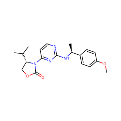 COc1ccc([C@H](C)Nc2nccc(N3C(=O)OC[C@@H]3C(C)C)n2)cc1 ZINC000142166447