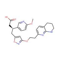 COc1ccc([C@H](CC(=O)O)Cc2cc(OCCc3ccc4c(n3)NCCC4)no2)cn1 ZINC000036269250