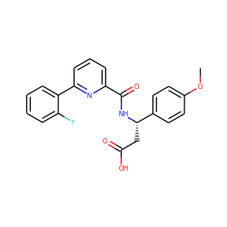 COc1ccc([C@H](CC(=O)O)NC(=O)c2cccc(-c3ccccc3F)n2)cc1 ZINC000203335861