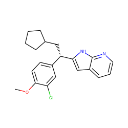 COc1ccc([C@H](CC2CCCC2)c2cc3cccnc3[nH]2)cc1Cl ZINC000653799693