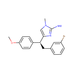 COc1ccc([C@H](Cc2cccc(Br)c2)c2cn(C)c(N)n2)cc1 ZINC000096168395