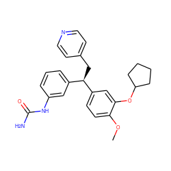 COc1ccc([C@H](Cc2ccncc2)c2cccc(NC(N)=O)c2)cc1OC1CCCC1 ZINC000013442025