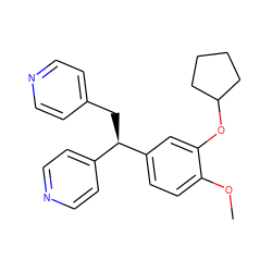 COc1ccc([C@H](Cc2ccncc2)c2ccncc2)cc1OC1CCCC1 ZINC000000837556