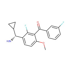 COc1ccc([C@H](N)C2CC2)c(F)c1C(=O)c1cccc(F)c1 ZINC001772619871