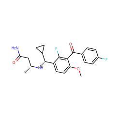 COc1ccc([C@H](N[C@H](C)CC(N)=O)C2CC2)c(F)c1C(=O)c1ccc(F)cc1 ZINC001772641731
