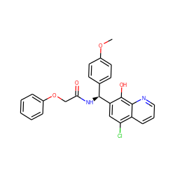 COc1ccc([C@H](NC(=O)COc2ccccc2)c2cc(Cl)c3cccnc3c2O)cc1 ZINC000001169969