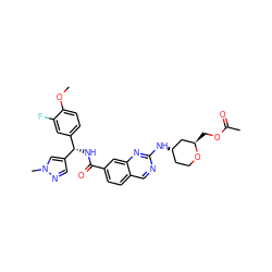COc1ccc([C@H](NC(=O)c2ccc3cnc(N[C@H]4CCO[C@H](COC(C)=O)C4)nc3c2)c2cnn(C)c2)cc1F ZINC000205058328