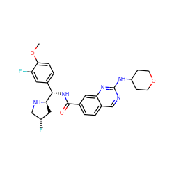 COc1ccc([C@H](NC(=O)c2ccc3cnc(NC4CCOCC4)nc3c2)[C@H]2C[C@H](F)CN2)cc1F ZINC000207542746