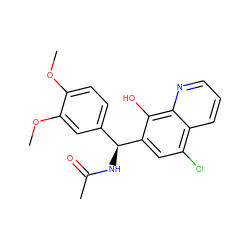 COc1ccc([C@H](NC(C)=O)c2cc(Cl)c3cccnc3c2O)cc1OC ZINC000000869262