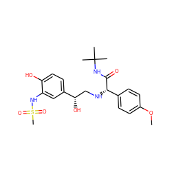 COc1ccc([C@H](NC[C@H](O)c2ccc(O)c(NS(C)(=O)=O)c2)C(=O)NC(C)(C)C)cc1 ZINC000027104419