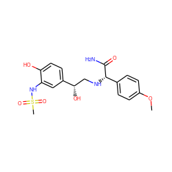 COc1ccc([C@H](NC[C@H](O)c2ccc(O)c(NS(C)(=O)=O)c2)C(N)=O)cc1 ZINC000027102308