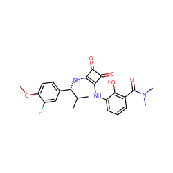 COc1ccc([C@H](Nc2c(Nc3cccc(C(=O)N(C)C)c3O)c(=O)c2=O)C(C)C)cc1F ZINC000101162851