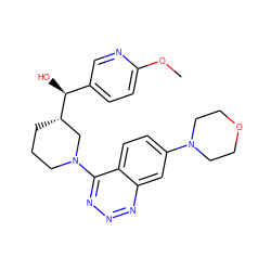 COc1ccc([C@H](O)[C@H]2CCCN(c3nnnc4cc(N5CCOCC5)ccc34)C2)cn1 ZINC000148316868