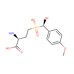 COc1ccc([C@H](O)[P@](=O)(O)CC[C@H](N)C(=O)O)cc1 ZINC001772637039