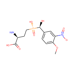 COc1ccc([C@H](O)[P@](=O)(O)CC[C@H](N)C(=O)O)cc1[N+](=O)[O-] ZINC000148812816