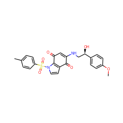 COc1ccc([C@H](O)CNC2=CC(=O)c3c(ccn3S(=O)(=O)c3ccc(C)cc3)C2=O)cc1 ZINC000045284555