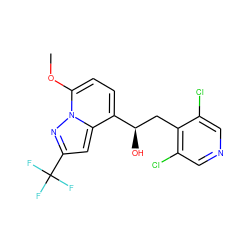 COc1ccc([C@H](O)Cc2c(Cl)cncc2Cl)c2cc(C(F)(F)F)nn12 ZINC000088368231