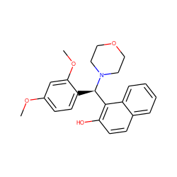 COc1ccc([C@H](c2c(O)ccc3ccccc23)N2CCOCC2)c(OC)c1 ZINC000019925595