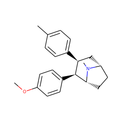 COc1ccc([C@H]2[C@@H](c3ccc(C)cc3)C[C@@H]3CC[C@H]2N3C)cc1 ZINC000013676209