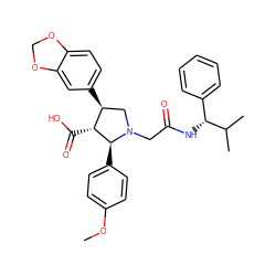 COc1ccc([C@H]2[C@H](C(=O)O)[C@@H](c3ccc4c(c3)OCO4)CN2CC(=O)N[C@H](c2ccccc2)C(C)C)cc1 ZINC000027185912