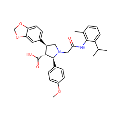 COc1ccc([C@H]2[C@H](C(=O)O)[C@@H](c3ccc4c(c3)OCO4)CN2CC(=O)Nc2c(C)cccc2C(C)C)cc1 ZINC000027201782