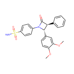 COc1ccc([C@H]2[C@H](c3ccccc3)C(=O)N2c2ccc(S(N)(=O)=O)cc2)cc1OC ZINC001772598382