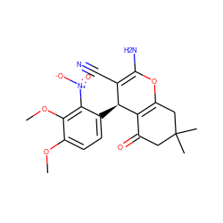 COc1ccc([C@H]2C(C#N)=C(N)OC3=C2C(=O)CC(C)(C)C3)c([N+](=O)[O-])c1OC ZINC000000711319