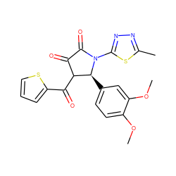 COc1ccc([C@H]2C(C(=O)c3cccs3)C(=O)C(=O)N2c2nnc(C)s2)cc1OC ZINC000002480227