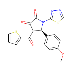 COc1ccc([C@H]2C(C(=O)c3cccs3)C(=O)C(=O)N2c2nncs2)cc1 ZINC000002967245