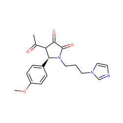 COc1ccc([C@H]2C(C(C)=O)C(=O)C(=O)N2CCCn2ccnc2)cc1 ZINC000000847077