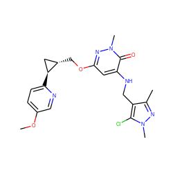 COc1ccc([C@H]2C[C@@H]2COc2cc(NCc3c(C)nn(C)c3Cl)c(=O)n(C)n2)nc1 ZINC001772584860