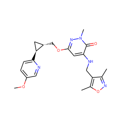 COc1ccc([C@H]2C[C@@H]2COc2cc(NCc3c(C)noc3C)c(=O)n(C)n2)nc1 ZINC000218513288