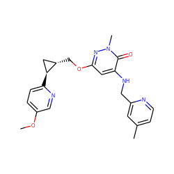 COc1ccc([C@H]2C[C@@H]2COc2cc(NCc3cc(C)ccn3)c(=O)n(C)n2)nc1 ZINC000221925146