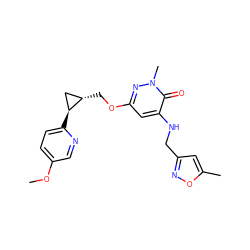 COc1ccc([C@H]2C[C@@H]2COc2cc(NCc3cc(C)on3)c(=O)n(C)n2)nc1 ZINC000218376304