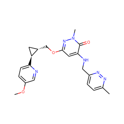 COc1ccc([C@H]2C[C@@H]2COc2cc(NCc3ccc(C)nn3)c(=O)n(C)n2)nc1 ZINC000218353638